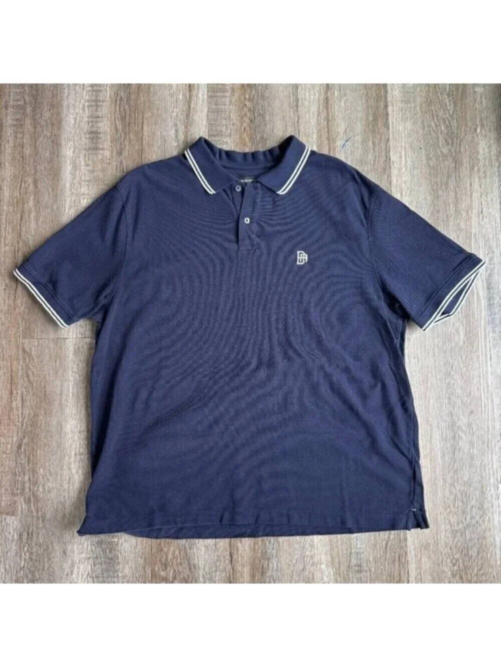Banana Republic Relaxed Pique Polo Navy Striped Collar Extra Large